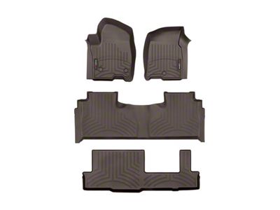Weathertech DigitalFit Front, Rear and Third Row Floor Liners; Cocoa (21-24 Tahoe w/ 2nd Row Bench Seats)