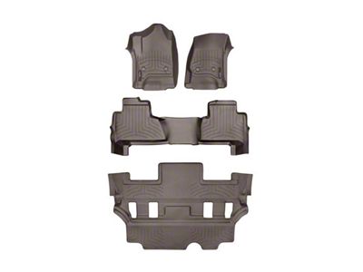 Weathertech DigitalFit Front, Rear and Third Row Floor Liners; Cocoa (15-20 Tahoe w/ 2nd Row Bucket Seats)