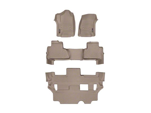 Weathertech DigitalFit Front, Rear and Third Row Floor Liners; Tan (15-20 Tahoe w/ 2nd Row Bench Seats)