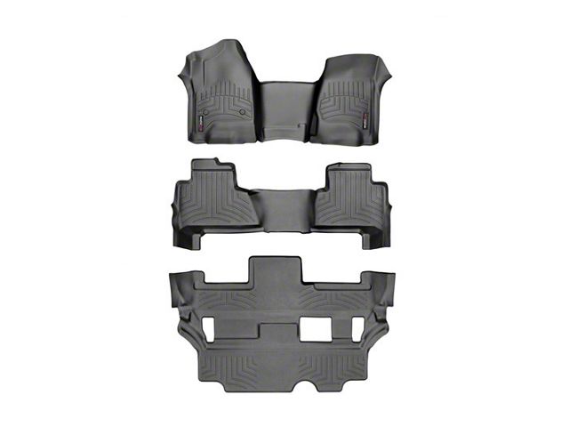 Weathertech DigitalFit Front Over the Hump, Rear and Third Row Floor Liners; Black (15-20 Tahoe w/ 2nd Row Bench Seats)