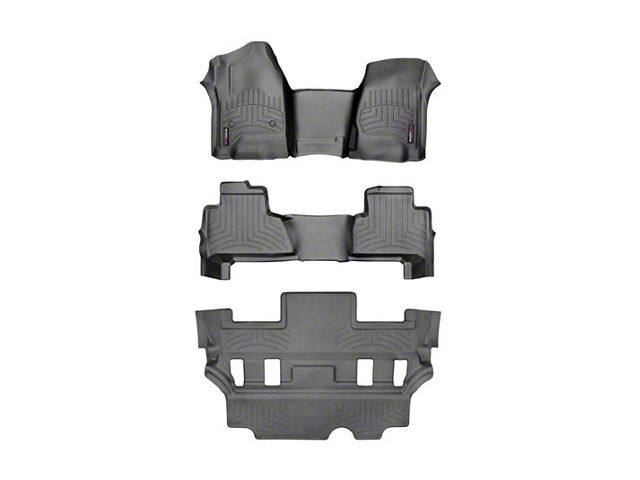 Weathertech DigitalFit Front Over the Hump, Rear and Third Row Floor Liners; Black (15-20 Tahoe w/ 2nd Row Bucket Seats)