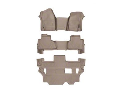 Weathertech DigitalFit Front Over the Hump, Rear and Third Row Floor Liners; Tan (15-20 Tahoe w/ 2nd Row Bench Seats)