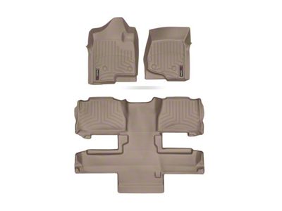 Weathertech DigitalFit Front, Rear and 2nd Row Aisle Floor Liners; Tan (11-14 Yukon w/ 2nd Row Bucket Seats, Excluding Hybrid)