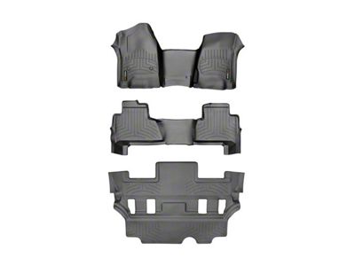 Weathertech DigitalFit Front Over the Hump, Rear and Third Row Floor Liners; Black (15-20 Yukon w/ 2nd Row Bucket Seats)