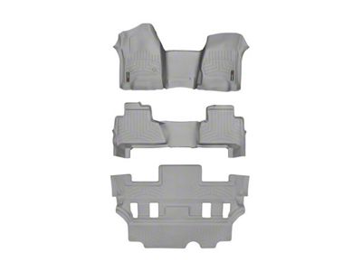 Weathertech DigitalFit Front Over the Hump, Rear and Third Row Floor Liners; Gray (15-20 Yukon w/ 2nd Row Bucket Seats)