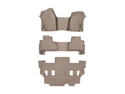 Weathertech DigitalFit Front Over the Hump, Rear and Third Row Floor Liners; Tan (15-20 Yukon w/ 2nd Row Bucket Seats)