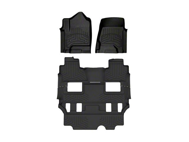 Weathertech Front, Rear and Third Row Floor Liner HP; Black (15-20 Yukon w/ 2nd Row Bucket Seats)