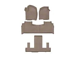 Weathertech Front, Rear and Third Row Floor Liner HP; Tan (21-25 Yukon w/ 2nd Row Bench Seat)