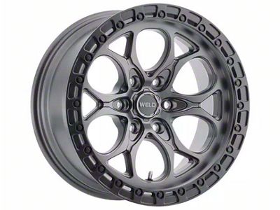 Weld Off-Road Ledge Six Satin Gunmetal with Satin Black Ring 6-Lug Wheel; 18x9; -12mm Offset (14-18 Sierra 1500)