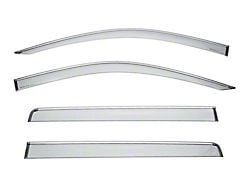 WELLvisors Taped-on Window Visors Wind Deflectors with Chrome Trim; Front and Rear; Dark Tint (19-25 Sierra 1500 Crew Cab)