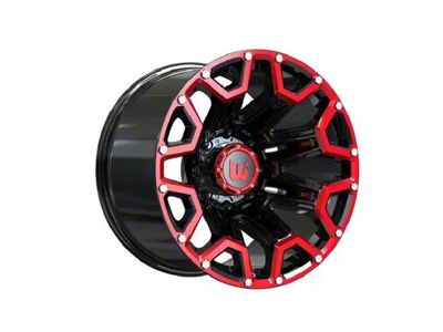 Wesrock Wheels Blaze Gloss Black Machined with Red Tint and Silver Decorative Bolts 6-Lug Wheel; 20x10; -12mm Offset (24-25 Ranger)