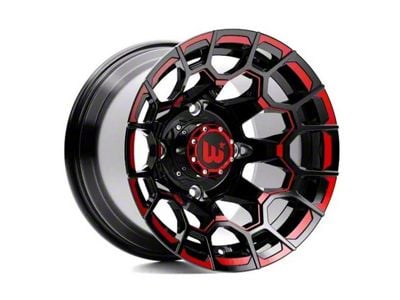 Wesrock Wheels Spur Gloss Black Milled with Red Tint 6-Lug Wheel; 22x12; -44mm Offset (2024 Ranger)