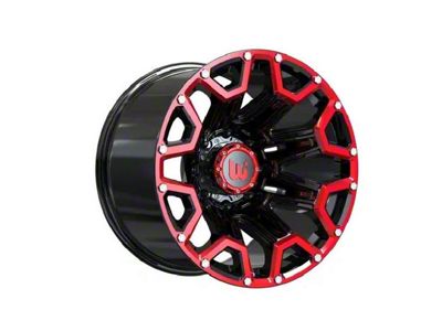 Wesrock Wheels Blaze Gloss Black Machined with Red Tint and Silver Decorative Bolts 6-Lug Wheel; 20x12; -44mm Offset (07-13 Sierra 1500)
