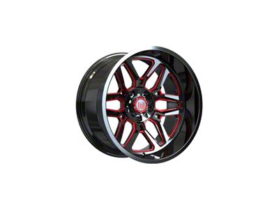 Wesrock Wheels Ranger Gloss Black Milled with Red Tint 6-Lug Wheel; 22x12; -44mm Offset (07-13 Sierra 1500)