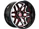 Wesrock Wheels Ranger Gloss Black Milled with Red Tint 6-Lug Wheel; 22x12; -44mm Offset (07-13 Sierra 1500)