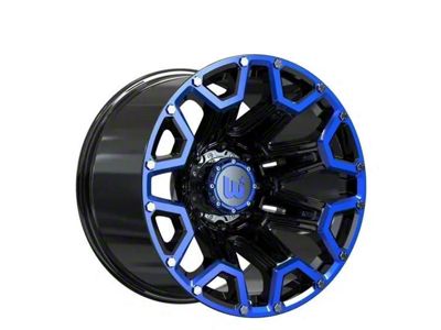 Wesrock Wheels Blaze Gloss Black Machined with Blue Tint and Silver Decorative Bolts 6-Lug Wheel; 20x10; -12mm Offset (14-18 Silverado 1500)