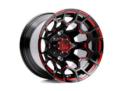 Wesrock Wheels Spur Gloss Black Milled with Red Tint 6-Lug Wheel; 22x12; -44mm Offset (23-25 Canyon)