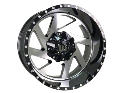 Western Wheels CACTUS Brush Face with Gloss Black Lip 8-Lug Wheel; 20x12; -44mm Offset (01-06 Sierra 2500 HD)