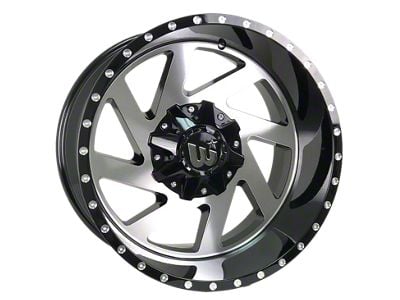 Western Wheels CACTUS Brush Face with Gloss Black Lip 8-Lug Wheel; 20x12; -44mm Offset (01-06 Silverado 2500 HD)