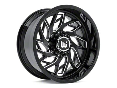 Western Wheels MS83 Gloss Black with Milling Spokes 8-Lug Wheel; 20x10; -12mm Offset (01-06 Silverado 2500 HD)