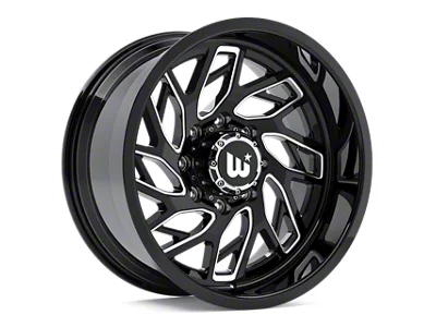 Western Wheels MS83 Gloss Black with Milling Spokes 8-Lug Wheel; 20x10; -12mm Offset (01-06 Silverado 3500 HD SRW)