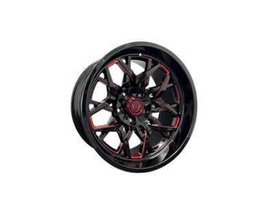 Western Wheels EDGE Gloss Black with Red Milling 5-Lug Wheel; 20x10; -12mm Offset (02-08 RAM 1500, Excluding Mega Cab)