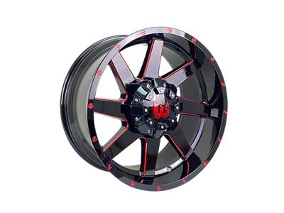 Western Wheels HUNTER Gloss Black with Red Milling Spokes and Spot 5-Lug Wheel; 20x10; -12mm Offset (02-08 RAM 1500, Excluding Mega Cab)