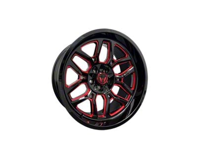 Western Wheels RANGER Gloss Black with Red Milling 5-Lug Wheel; 20x10; -12mm Offset (02-08 RAM 1500, Excluding Mega Cab)