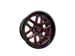 Western Wheels RANGER Gloss Black with Red Milling 5-Lug Wheel; 22x12; -44mm Offset (02-08 RAM 1500, Excluding Mega Cab)