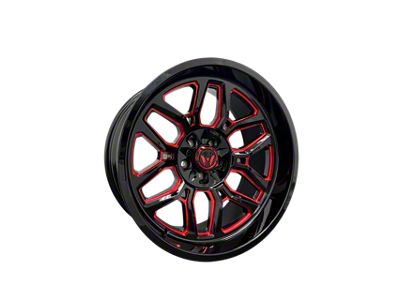 Western Wheels RANGER Gloss Black with Red Milling 5-Lug Wheel; 22x12; -44mm Offset (02-08 RAM 1500, Excluding Mega Cab)