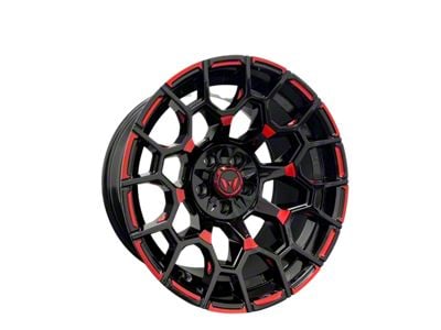 Western Wheels SPUR Gloss Black with Red Milling 5-Lug Wheel; 22x12; -44mm Offset (02-08 RAM 1500, Excluding Mega Cab)