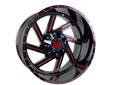 Western Wheels CACTUS Gloss Black with Red Milling Spokes and Spot 6-Lug Wheel; 20x12; -44mm Offset (04-08 F-150)