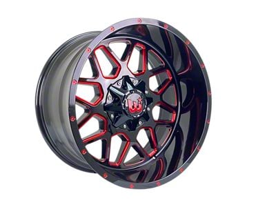 Western Wheels CORRAL Gloss Black with Red Milling Spokes and Spot 6-Lug Wheel; 22x12; -44mm Offset (04-08 F-150)