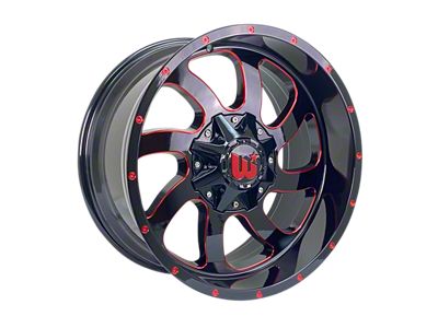 Western Wheels DUSTY Gloss Black with Red Milling Spokes and Spot 6-Lug Wheel; 20x10; -12mm Offset (04-08 F-150)