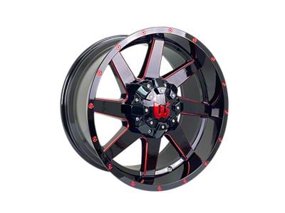 Western Wheels HUNTER Gloss Black with Red Milling Spokes and Spot 6-Lug Wheel; 20x10; -12mm Offset (04-08 F-150)