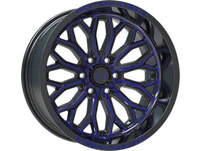 Western Wheels IR08 Gloss Black Blue Milling Spokes 6-Lug Wheel; 20x10; -12mm Offset (04-08 F-150)