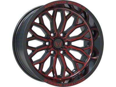 Western Wheels IR08 Gloss Black Red Milling Spokes 6-Lug Wheel; 20x10; -12mm Offset (04-08 F-150)