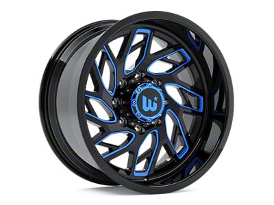 Western Wheels MS83 Gloss Black with Blue Milling 6-Lug Wheel; 20x10; -12mm Offset (04-08 F-150)