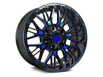 Western Wheels PAXTON Gloss Black with Blue Milling Spokes and Spot 6-Lug Wheel; 20x10; -12mm Offset (04-08 F-150)