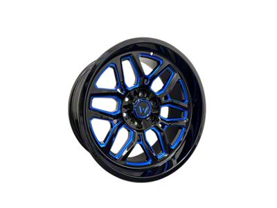 Western Wheels RANGER Gloss Black with Blue Milling 6-Lug Wheel; 20x10; -12mm Offset (04-08 F-150)