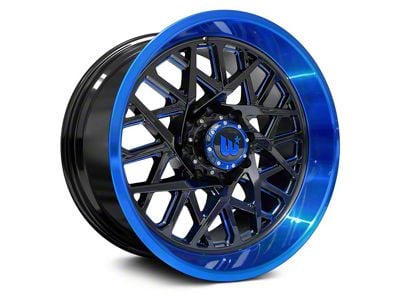 Western Wheels SAHARA Gloss Black with Blue Lip 6-Lug Wheel; 22x12; -44mm Offset (04-08 F-150)