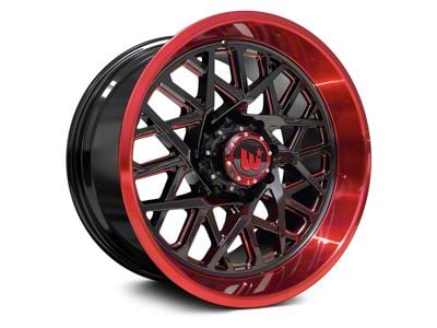 Western Wheels SAHARA Gloss Black with Red Lip 6-Lug Wheel; 22x12; -44mm Offset (04-08 F-150)