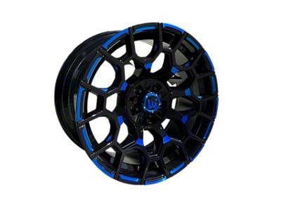 Western Wheels SPUR Gloss Black with Blue Milling 6-Lug Wheel; 22x12; -44mm Offset (04-08 F-150)