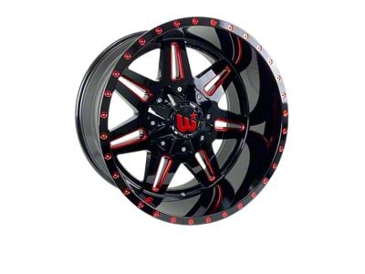 Western Wheels TRAIL2 Gloss Black with Red Milling Spokes and Spot 6-Lug Wheel; 20x12; -44mm Offset (04-08 F-150)