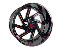 Western Wheels CACTUS Gloss Black with Red Milling Spokes and Spot 6-Lug Wheel; 20x12; -44mm Offset (07-13 Sierra 1500)