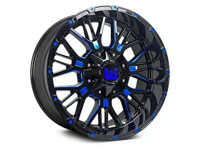 Western Wheels PAXTON Gloss Black with Blue Milling Spokes and Spot 6-Lug Wheel; 20x10; -12mm Offset (07-13 Sierra 1500)