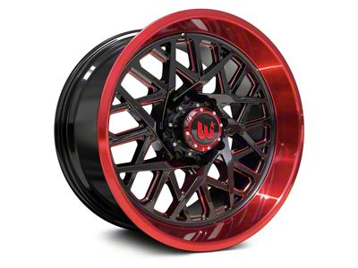 Western Wheels SAHARA Gloss Black with Red Lip 6-Lug Wheel; 22x12; -44mm Offset (07-13 Sierra 1500)