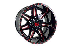 Western Wheels TRAIL2 Gloss Black with Red Milling Spokes and Spot 6-Lug Wheel; 20x12; -44mm Offset (07-13 Sierra 1500)