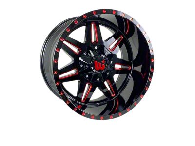 Western Wheels TRAIL2 Gloss Black with Red Milling Spokes and Spot 6-Lug Wheel; 20x12; -44mm Offset (07-13 Sierra 1500)