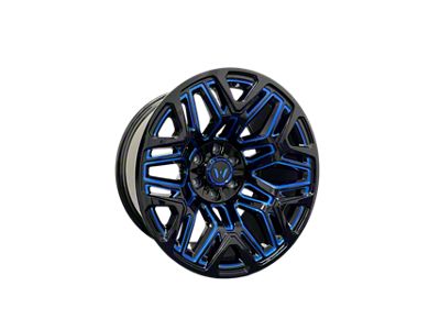 Western Wheels TUNDRA Gloss Black with Blue Milling 6-Lug Wheel; 20x10; -12mm Offset (07-13 Sierra 1500)